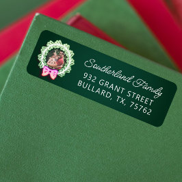 おもしろいピンクグリーンネオンライツクリスマスリース写真 ラベル