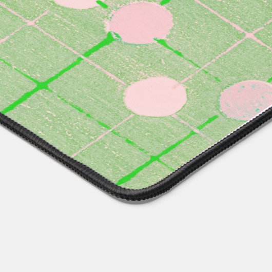 おもしろいピンクグリーン水玉模様ストライプヴィンテージスタイル デスクマット (コーナー)