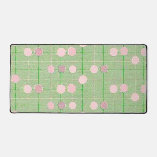 おもしろいピンクグリーン水玉模様ストライプヴィンテージスタイル デスクマット (正面)