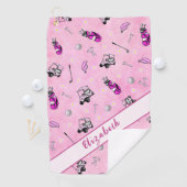 おもしろいピンクゴルフカート及びギアパーソナライズされた名 ゴルフタオル (インサイチュ)