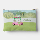 おもしろいピンクゴルフカート名勝パーソナライズされた名 アクセサリーポーチ (裏面)