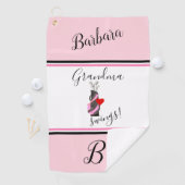 おもしろいピンクゴルフバッグモノグラムネーム ゴルフタオル (インサイチュ)