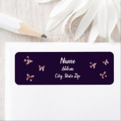 おもしろいピンクサテン蝶パープル王室のアドレス ラベル (インサイチュ)