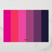 おもしろいピンクストライプの3フォトコラージメリークリスマス 箔シーズンカード (裏面)