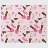 おもしろいピンクスパ模様パーティー包装紙 ラッピングペーパー (フラット)