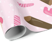 おもしろいピンクスパ模様パーティー包装紙 ラッピングペーパー (ロールコーナー)