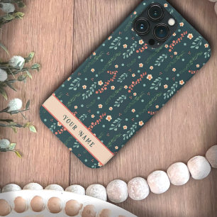おもしろいピンクティール（緑がかった色）花モダン名のインスピリシティ iPhone 13 PRO MAXケース