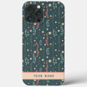 おもしろいピンクティール(緑がかった色)花モダン名のインスピリシティ Case-Mate iPhoneケース (裏面)