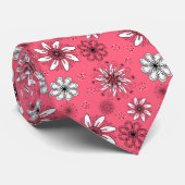 おもしろいピンクデイジーフローラペン及びインクプリント ネクタイ (ロール)