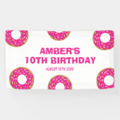 おもしろいピンクドーナツ誕生日パーティーテーマウェルカムバナー 横断幕 (横)