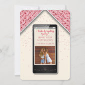 おもしろいピンクニット文字メッセージサンキューカード サンキューカード (裏面)