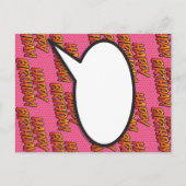 おもしろいピンクハッピーバースデーパーティー漫画の吹き出し インビテーションポストカード (裏面)