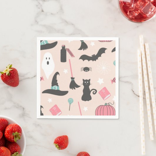 おもしろいピンクハローウィンパーティデコール紙 スタンダードカクテルナプキン (インサイチュ)