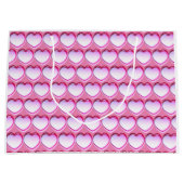 おもしろいピンクハート- ラージペーパーバッグ (正面)