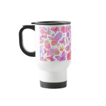 おもしろいピンクバタフライ、カップケーキ、キャンディパターン