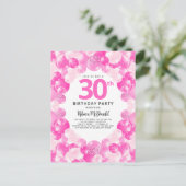 おもしろいピンクバルーンフェイクグリッター30th誕生日パーティー インビテーションポストカード (スタンド正面)