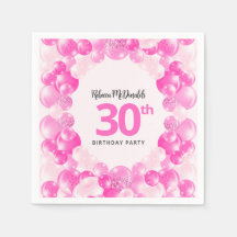 おもしろいピンクバルーンフェイクグリッター30th誕生日パーティー