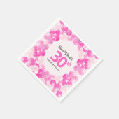 おもしろいピンクバルーンフェイクグリッター30th誕生日パーティー スタンダードカクテルナプキン (角)