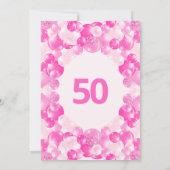 おもしろいピンクバルーンフェイクグリッター50th誕生日パーティー 招待状 (裏面)