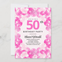 おもしろいピンクバルーンフェイクグリッター50th誕生日パーティー