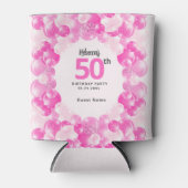 おもしろいピンクバルーンフェイクグリッター50th誕生日パーティー 缶クーラー (正面)