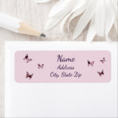 おもしろいピンクパープルサテン蝶パターンアドレス ラベル (インサイチュ)