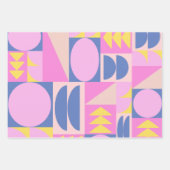 おもしろいピンクパープルパッチワークキルトジオメトリックパターン ラッピングペーパーシート (正面)