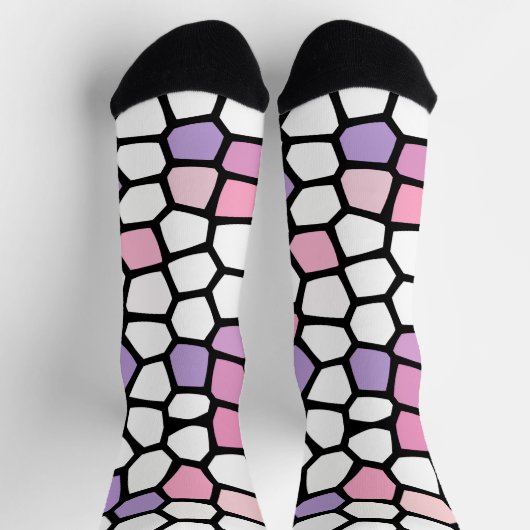 おもしろいピンクパープルモザイク熱狂するソックス ソックス (上部)