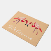 おもしろいピンクフラミンゴのバードアート ドアマット (アングル)