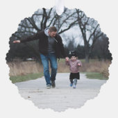 おもしろいピンクフラミンゴサンタフォトクリスマス オーナメントカード (裏面)