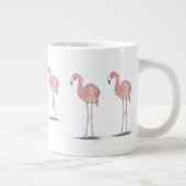 おもしろいピンクフラミンゴスペンとインクカラースケッチ ジャンボコーヒーマグカップ (右)