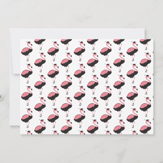 おもしろいピンクフラミンゴ動物卒業 招待状 (裏面)