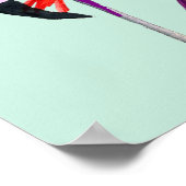 おもしろいピンクフラミンゴ水彩イラストレーション ポスター (角)