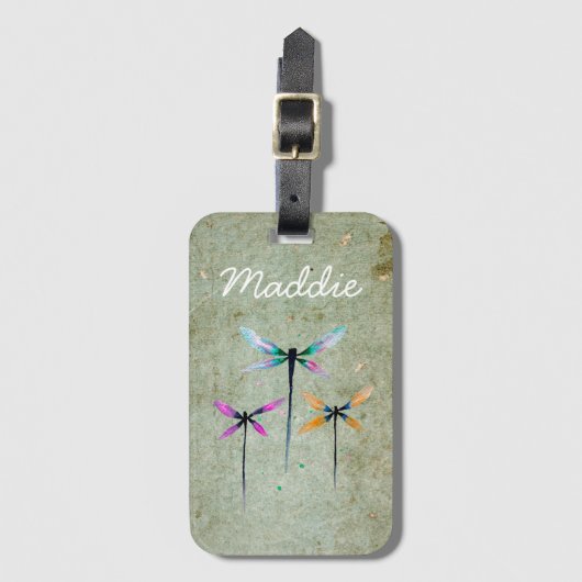 おもしろいピンクフラミンゴ水彩イラストレーション ラゲッジタグ (正面縦)