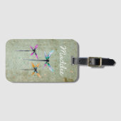 おもしろいピンクフラミンゴ水彩イラストレーション ラゲッジタグ (正面横)