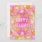 おもしろいピンクフローラハッピーホリデーNo Photo シーズンカード (正面)