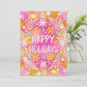 おもしろいピンクフローラハッピーホリデーNo Photo シーズンカード (スタンド正面)