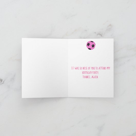 おもしろいピンクブラックサッカーボールギニアピグカスタム サンキューカード (内部)