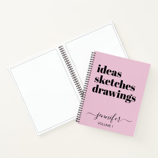 おもしろいピンクブラックパーソナライズされたスケッチブック ノートブック (内部)