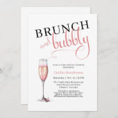 おもしろいピンクブランチ&バブリーブライダルシャワー 招待状 (正面/裏面)