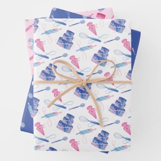 おもしろいピンクブルーベーキング器&大理石グレーズケーキ ラッピングペーパーシート (インサイチュ)