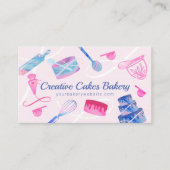 おもしろいピンクブルー大理石ベーカリーケーキのツールと器具 名刺 (正面)