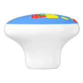 おもしろいピンクポップシクルとイチゴイラストレーション セラミックノブ (側面)