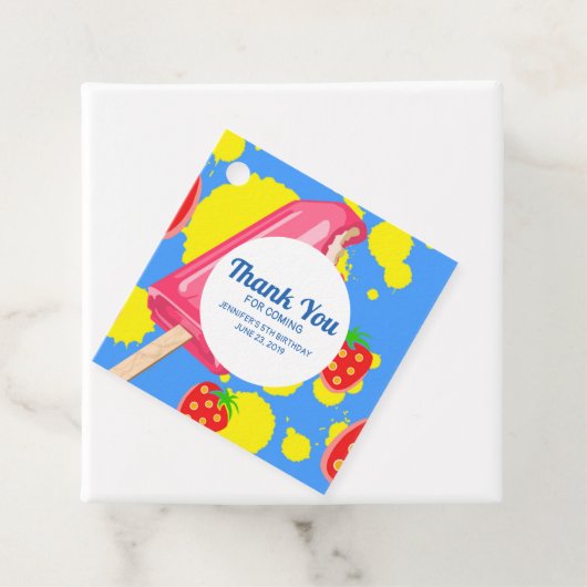 おもしろいピンクポップシクルとイチゴイラストレーション フェイバータグ (インサイチュ)