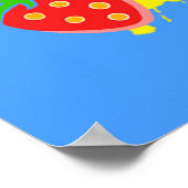 おもしろいピンクポップシクルとイチゴイラストレーション ポスター (角)