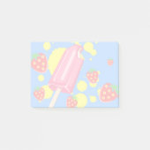 おもしろいピンクポップシクルとイチゴイラストレーション ポストイット (正面)