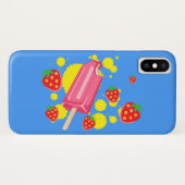おもしろいピンクポップシクルとイチゴイラストレーション Case-Mate iPhoneケース (裏面(横))