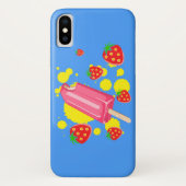 おもしろいピンクポップシクルとイチゴイラストレーション Case-Mate iPhoneケース (裏面)