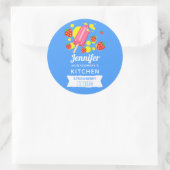 おもしろいピンクポップシクルとストロベリーキッチン ラウンドシール (バッグ)