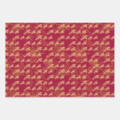 おもしろいピンクメタリックモノクロファララクリスマス ラッピングペーパーシート (正面2)